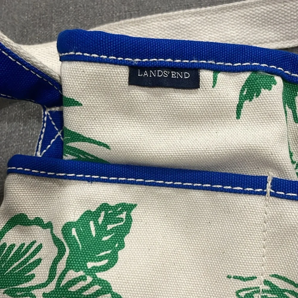 COPY - Lands End Beige Green Blue Tropical 2 wine Bottle Holder Bag
